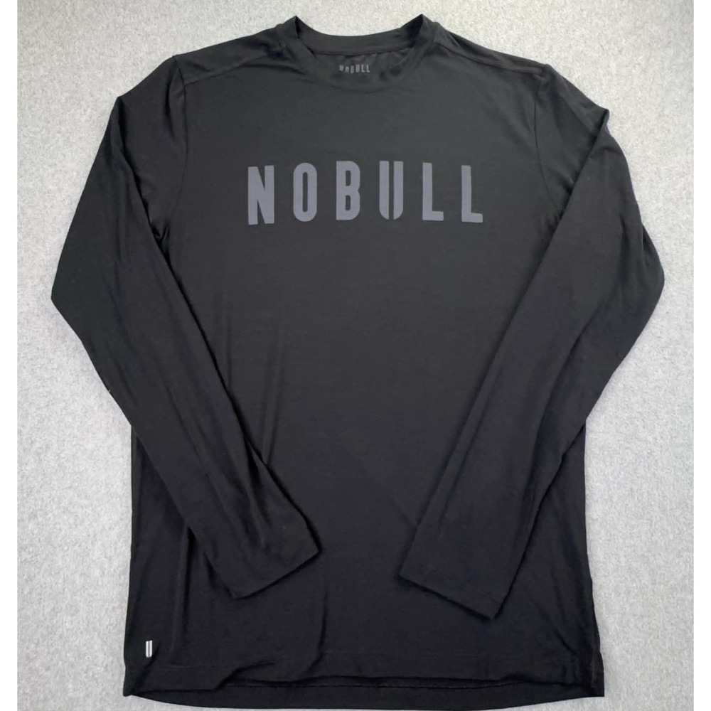 NOBULL Long Sleeve Shirt Performance Men's Size Large Black Gym Training Stretch